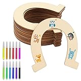Ayamuba 24 PCS Holzscheiben Scheiben Hufeisen Form unvollendete Holz Ausschnitte Handwerk mit Aquarellstift, DIY Dekoration für Geburtstagsdeko Party Hochzeiten Babypartys und Kranzdekorationen 24S