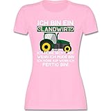 Landwirt Geschenk Bauer - Ich Bin EIN Landwirt - Traktor weiß/grün - S - Rosa - Traktor Tshirt Damen - L191 - Tailliertes Tshirt für Damen und Frauen T-S