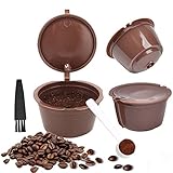 FOROREH 3pcs Kaffee kapsel Wiederverwendbarer für Dolce Gusto Machine - Nachfüllbare Kaffeekapseln - Kaffeefilter Kaffeepads mit Kaffeelöffel und Reinigungsbü