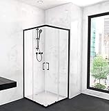 MARWELL FAC283 Eckdusche 90 x 90 x 200 cm - hochwertiger Aluminiumrahmen 6mm starkes Einscheibensicherheitsglas, matt schw
