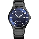 BERING Herren Analog Quarz Solar Collection Armbanduhr mit Titan Armband und Saphirg