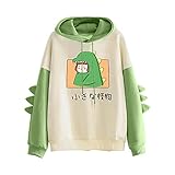 Pianshanzi Damen Kapuzenpullover Herbst Winter Warm Süßer Dinosaurier Pulli Outwear Langarm Sweatshirt Mädchen Japanischen Karikatur Pullover Bluse Tops für Party Reisen Täg