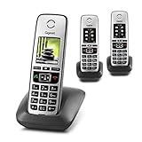 Gigaset Family Trio – 3 schnurlose Telefone mit großem, farbigem Display und hoher Reichweite – anthrazit-g