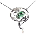 Collier Seerose Damen 925 Silber Email Perlen Jug