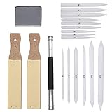 smatime Papierwischer Set, 20 Stück Blendende Stümpfe und Tortillions Set mit Schleifpapier Anspitzer Schleifpapier Bleistiftspitzer Bleistiftverlängerungswerkzeug Knetgummi Radierg