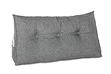 maxVitalis Rückenkissen, Bett-Rückenstütze Keilform, Rückenstützkissen, für Bett & Sofa, 100 cm breit, ideal für 2 Personen, praktisches Seitenfach, Bezug waschbar (Grau)