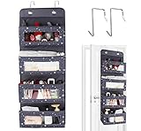 Anstore Hängeorganizer 4 Großen Taschen mit Fenster, Multifunktionale Hänge Organizer Hängeaufbewahrung, Faltbares Hängeregal mit 2 Haken im Kinderzimmer Schrank, über Tür oder Wandmontage (Grau)