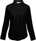 Damen Lang Arm Oxford Bluse Fruit of the Loom - XS - 3XL Farbe schwarz Größe M