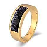 Agobel Edelstahlringe Damen, Ring Edelstahl Edelstahl mit Zirkonia Goth Ring Quadratisch Rund Gold Größe 67 (21.3)