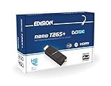 Edision Nano T265+ Terrestrischer DVB-T2 und Kabel DVB-C HDMI dongle Receiver, H265 HEVC, FTA, Full HD, PVR, USB, HDMI, IR, USB WiFi Support, Universal 2in1 Fernbedieung, Schw