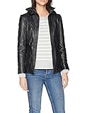 Urban Leather Damen Lederjacke mit Kapuze Sk1, Schwarz (Black), 2XL