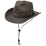 Stetson Diaz Outdoorhut Herren - Westernhut mit Kinnband und biegbarem Rand - Cowboyhut mit UV-Schutz 40+ - Stoffhut mit Baumwolle im Washed/Used Design - Hut Sommer/Winter braun XL (60-61 cm)