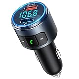 FM Transmitter Auto Bluetooth, QC3.0 Auto Ladegerät V5.0 Bluetooth Adapter Auto, KFZ Radio Bluetooth Transmitter Freisprecheinrichtung mit Siri Goog