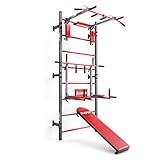 K-Sport: Trainingsset Sprossenwand + Dip Station, Klimmzugstange & Trainingsbank I Kraftstation mit Pull-Up Bar, Dip Stange & Hantelbank, inkl. E-Book