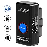 kungfuren OBD2 Bluetooth 4.0 Adapter für iPhone IOS und Android, OBD2 Diagnosegerät Scanner, Mini KFZ OBD Pro, OBD II Diagnosewerkzeuge Auto Code R