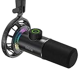 FIFINE Gaming-Mikrofon, USB, dynamisches RGB-Mikrofon für PC, mit Tap-to-Stummschalttaste, Plug & Play, Nierenmikrofon mit Kopfhöreranschluss für Streaming, Podcast, Twitch, YouTube, Discord- K658