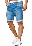 Indicode Herren Lonar Jeans Shorts mit 5 Taschen aus 98% Baumwolle | Kurze Denim Stretch Sommer Hose Used Look Washed Destroyed Regular Fit Men Short Pants Freizeithose f. Männer Blue Wash XXL