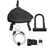 ifundom Fahrrad Bügelschloss Bike Lock U Fahrradschloss mit Kabelschloss Tasche Kabelschlösser KryptoLok Seilschloss für Outdoor Mountainbike MTB BMX Rennrad Schloss Zubehö