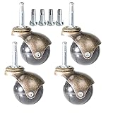 TBCHE Hartbodenrollen Kugel Lenkrollen Langem Schaft Kugelrollen,2 Zoll Ball Caster Rad Plate Caster, Vintage antike Lenkrolle ideal für Möbel Sofa Stuhl Schrank, Packung mit 4(Size:Green Bronze)