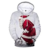 EMPERSTAR Unisex Weihnachtspullover Neujahr Rundhalsausschnitt Mit Kapuze Weihnachtspullover Mit Tasche Hellgrau 1+XXL