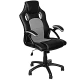 Gamer Stuhl Gaming Schreibtischstuhl Chefsessel Bürostuhl Ergonomisch, Grau, 9 Farbvarianten, gepolsterte Armlehnen, Wippmechanik, belastbar bis 150 kg, Lift TÜV geprüft, Panorama24