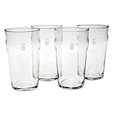 Nonic Ein-Pint-Glas, gestempelt, 4 Stück