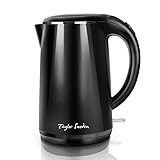 Taylor Swoden Ryan -Wasserkocher Edelstahl | Cool-Touch Doppelwand-Design Wasserkocher | Automatisch Abschaltung | Schnellkoch Wasserkocher | 2200 Watt | 1,7 Liter Großraum | BPA-frei | Schw