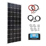 XINPUGUANG 100 Watt Solarpanel 12 V Bausatz Monokristallines Solarmodul 10A Regler für Wohnwagen, Wohnmobil, Haus, Garten, 12 V Batterieladeg