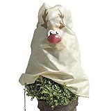 AFP Winterschutz Vlieshaube Rentier Ronny, Beige, 110 x 110cm, 50g/qm Kübelpflanzensack Gartenvlies Atmungsaktiv/Frostschutz Pflanzen/Gartendeko / Kordel / 2 Jutesäckchen G