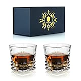 Whiskygläser 2er Set - 300 ml / 10 oz Luxus Bourbon Scotch Cognac Irish Whiskey Gläser Tumbler - Perfektes Trinkglas Geschenkset Box für Männer Papa Ehemann Whiskyliebhaber Vatertag Geburtstag