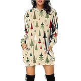 PWKNRD Damen Weihnachts Hoodie Pullover Festival Langarm Weihnachtskleid Lang Weihnachtspullover Casual Lose Sweatshirt mit Kapuze Oberteile Jumper Herbst Winter Mode Kapuzenpullover Outw