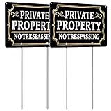 Schild mit Metallpfähle, 30,5 x 20,3 cm, robustes Aluminium, doppelseitig, UV-reflektierend, wasserdicht, einfach zu installieren, für Haus und Geschäft, 2 Stück