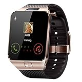 NVFED Bluetooth Smart Watch Smartwatch Schlaf Monitor Wecker Dial Anruf annehmen SIM-TF-Karte Kamera Smart-Uhr for Android (Color : Gold, Size : with Original Box)