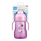 MAM Trainer+ (220 ml), Trinklernflasche für den Übergang zum Becher, Trinklernbecher mit tropffreiem Sauger, Trinkschnabel & Haltegriff, 4+ Monate, H