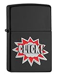 ZIPPO – Sturmfeuerzeug, Click, Emblem Attached, Black Matte, nachfüllbar, in hochwertiger Geschenkbox
