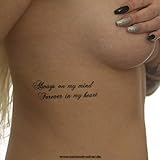 2 x Always on My Mind Forever in My Heart - Schwarzer Temporary Haut Tattoo Schriftzug (2