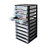 Iris Ohyama, Schubladenschrank, Schubladencontainer, 10 Schubladen mit 4 L, Format A4, durchsichtige Schubladen, Büro, Wohnzimmer - Organizer Chest OCH-2100 - Schw