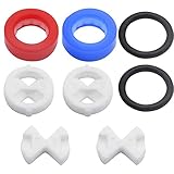 YPLonon Keramik-Oberteil Armaturen 8 Stücke Replacement Ceramic Disc Blau und Rot Wasserhahn Ventilteile für Badezimmer Küche Wasserhähne und V
