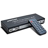 AGPtEK 4K 6X2 HDMI Matrix Umschalter Verteiler mit ARC/PIP 3D EDID Steuerung Audioausgang SPDIF 5.1 2.0CH/ 5.1CH/ ADV Audio Mode - 6 Eingänge auf 2 Ausgäng