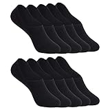 YOUCHAN Sneaker Socken Damen Herren Füßlinge 10 Paar Footies Unsichtbare Kurze No Show Socken Großes Silikonpad Anti Rutsch_Schwarz_43-46