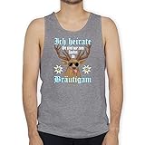 Shirtracer JGA Junggesellenabschied Männer - Bräutigam Hirsch - weiß - S - Grau meliert - Geschenk - BCTM072 - Tanktop Herren und Tank-Top M