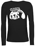 Shirtstreet24, ZOMBIE WALKING DEAD, Halloween Grusel Lady/Girlie Longsleeve Langarm T-Shirt, Größe: L,schw