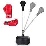 COSTWAY Punchingball 140-158cm höhenverstellbar, Boxsack Set freistehend, Standboxball mit befüllbarem Ständer, Boxset, Box Set inkl. Boxhandschuhe, geeignet für Kinder und Erw
