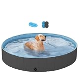 Yaheetech Hundepool Schwimmbad Hundeplanschbecken 100 cm/120 cm/140 cm/160 cm Hundebad Doggy Pool Haustierpool Katzenpool Wasserbad PVC-rutschfest mit Ab