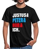 Spreadshirt Die DREI Fragezeichen Justus & Peter & Bob & Ich Männer T-Shirt, M, Schw