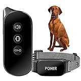 POHIR Erziehungshalsband Hund USB Wiederaufladbar IPX7 Wasserdicht vibrationshalsband für Hund ，3 Trainingsmodi Piep-Vibration und Schock antibell Halsband Hund mit Fernbedienung