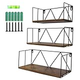 Amazon Brand - Umi Rustikales Schweberegal 3er Set mit Metalldraht für kleine Topfplanzen Dekostück beim Wohnzimmer Schlafzimmer und Bü