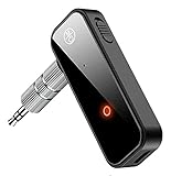 Bluetooth 5.0 Empfänger Auto, Tragbarer Bluetooth Audio Adapter mit Freisprechanrufen, Drahtloser AUX Bluetooth Adapter für Auto, Kopfhörer und Heimstereosy