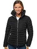 OZONEE Damen Übergangsjacke Jacke Übergang Jacken Herbst Bomberjacke Stehkragen Ohne Kapuze Steppjacke Sportjacke Leichte Outdoor Puffer Jacket Gepolstert JS/M23063/1 SCHWARZ L