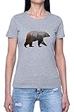 Foret Bär Damen T-Shirt Grau Rundhals Leichtes Lässiges Kurzarm Women's Grey Crew Neck Casual Short S